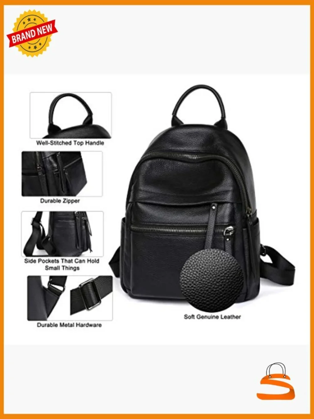 Genuine Leather Backpack Purse for Women Multi-functional Daypack Small